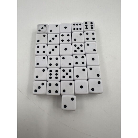 31 15mm White with Black Numbers Six Sided Dice - Picture 2 of 2